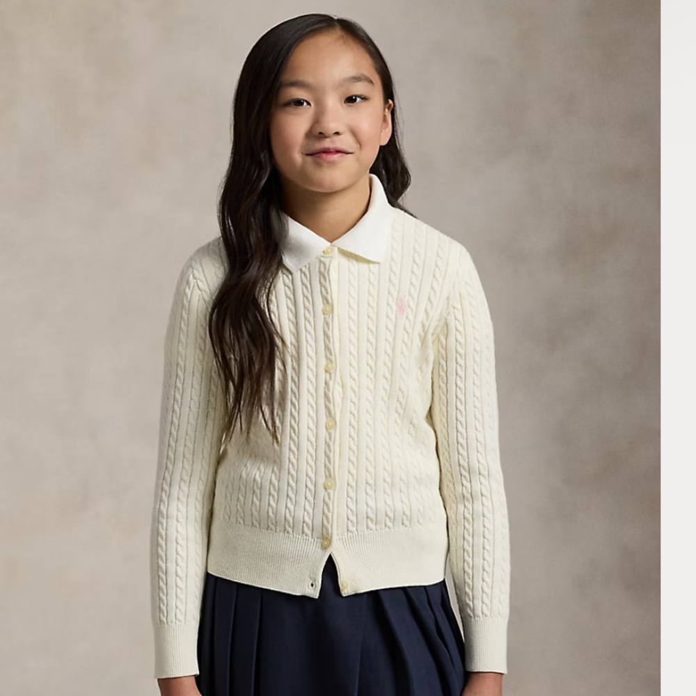 Polo by Ralph Lauren Girl’s XL (Size 16) Mini cable knit Cardigan - NWT